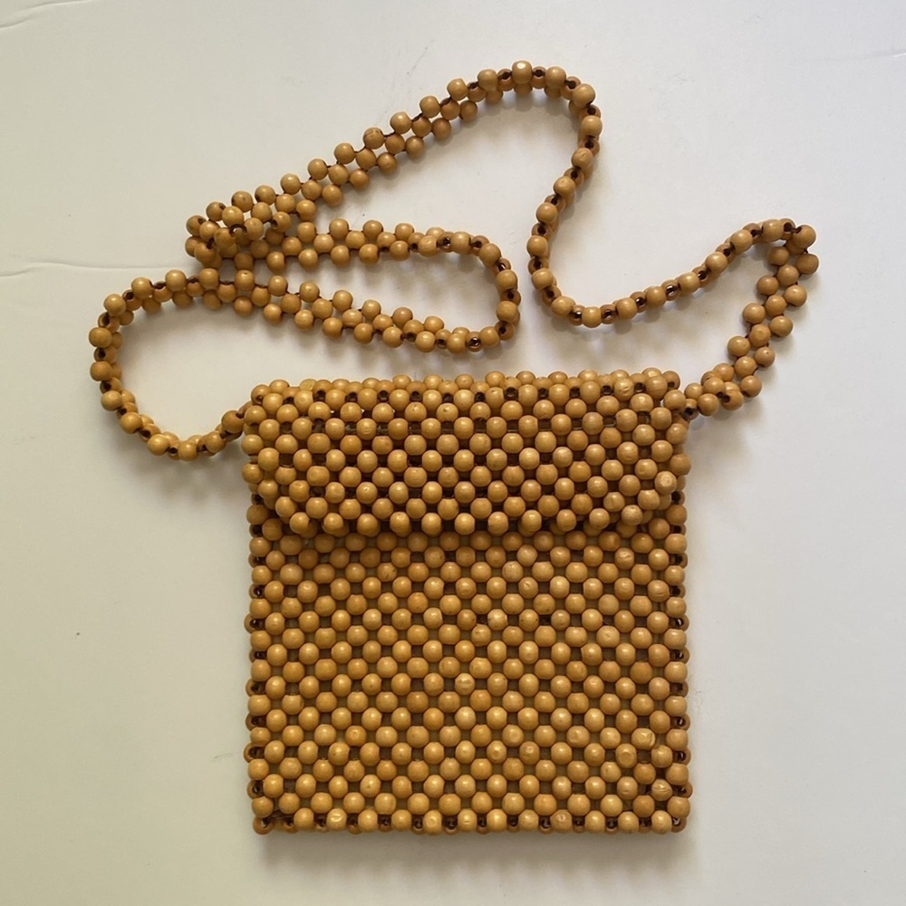 Vintage Beaded Wooden Purse Zipper No Brand - Picture 5 of 9